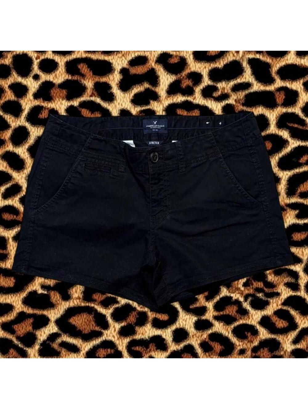 vintage y2k 90s low-rise micro American Eagle Outfitters black shorts
